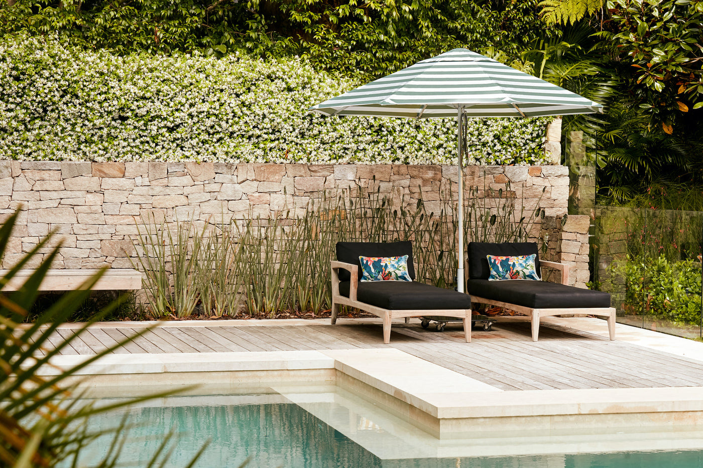 Basil Bangs umbrellas are designed for robust outdoor use in the backyard and patio.