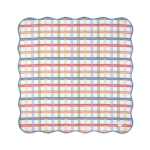 Basil Bangs Weekend Rug Ribbon - Waterproof Picnic & Beach Blanket, 145 cm square, spill-proof with carry bag.