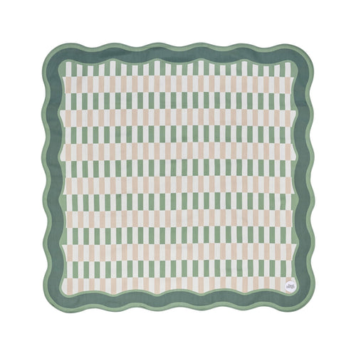 Basil Bangs Weekend Rug Sage - Waterproof Picnic & Beach Blanket, 145 cm square, spill-proof with carry bag.