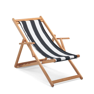 Basil Bangs Beppi Sling Chair, Outdoor Patio Chair with Wood Frame in Chaplin (Four Recline Positions)