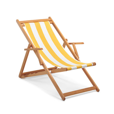 Basil Bangs Beppi Sling Chair, Outdoor Patio Chair with Wood Frame in Marigold (Four Recline Positions)