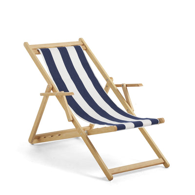 Basil Bangs Beppi Sling Chair, Outdoor Patio Chair with Wood Frame in Serge (Four Recline Positions)