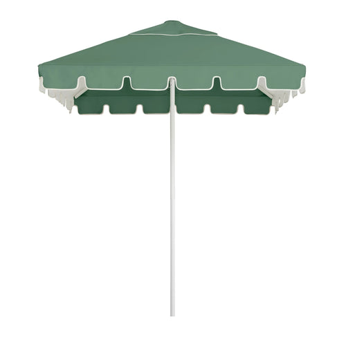 Caspar patio umbrella in Sage/White with keyhole valance, providing stylish and durable shade for outdoor settings.