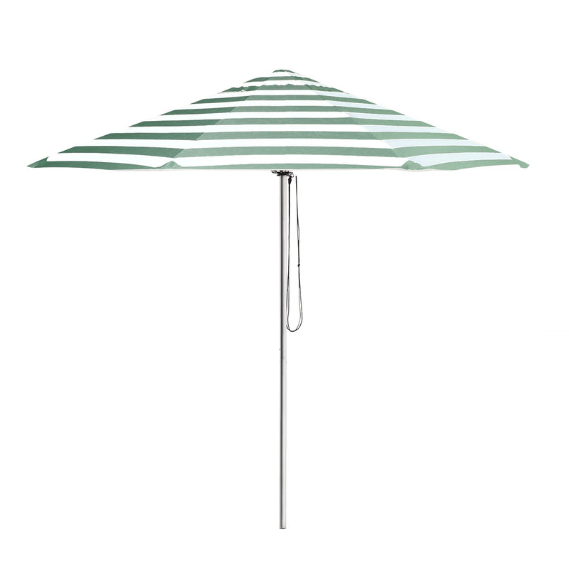 Basil Bangs Go Large Umbrella, Commercial & Home UPF50+ Umbrella in Sage Stripe (280cm Diameter Canopy)