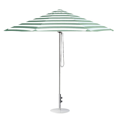 Basil Bangs Go Large Umbrella, Commercial & Home UPF50+ Umbrella in Sage Stripe (280cm Diameter Canopy) with 25kg Round White Base 