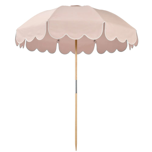 Jardin outdoor umbrella in rosa with domed canopy and wooden pole