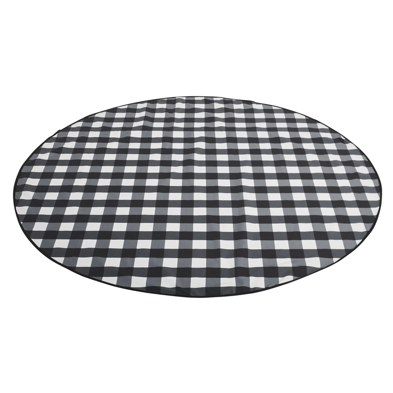 Basil Bangs Love Rug Beach & Picnic Blanket with Padding For Comfort in Gingham Black (Size: ø180cm)