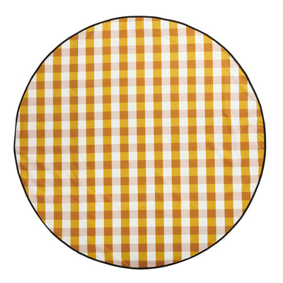 Basil Bangs Love Rug Beach & Picnic Blanket with Padding For Comfort in Gingham Butterscotch (Size: ø180cm)