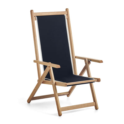 Basil Bangs Monte Deck Chair, Outdoor Patio Chair with Wood Frame in Black (Two Positions)