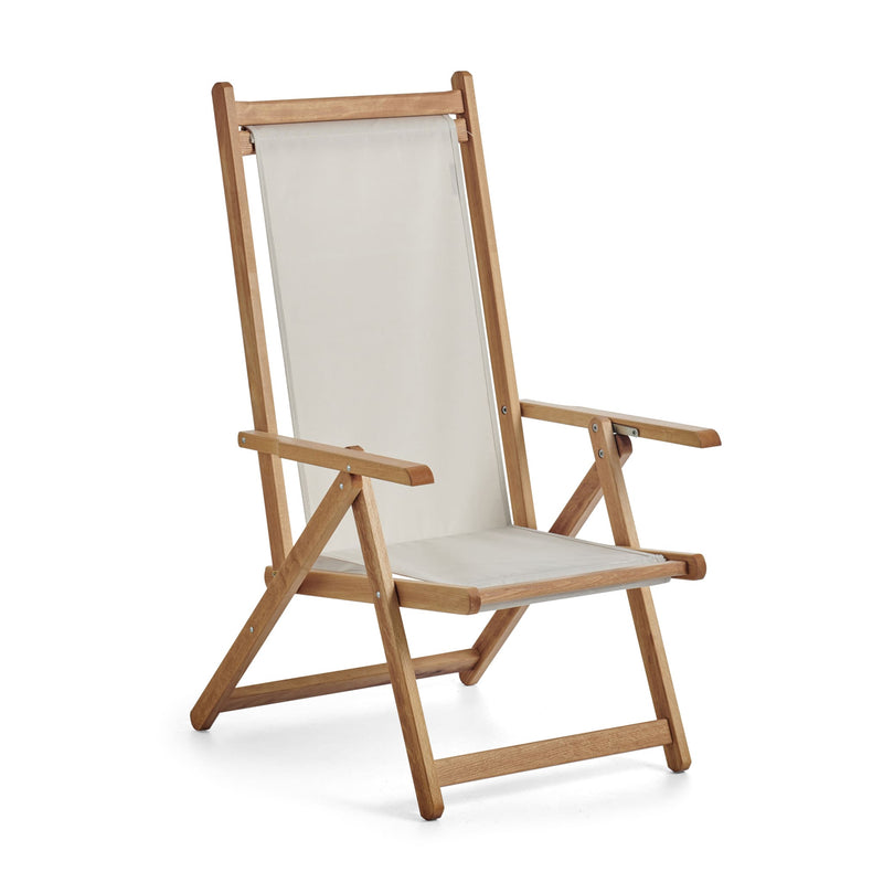 Basil Bangs Monte Deck Chair, Outdoor Patio Chair with Wood Frame in Raw (Two Positions)
