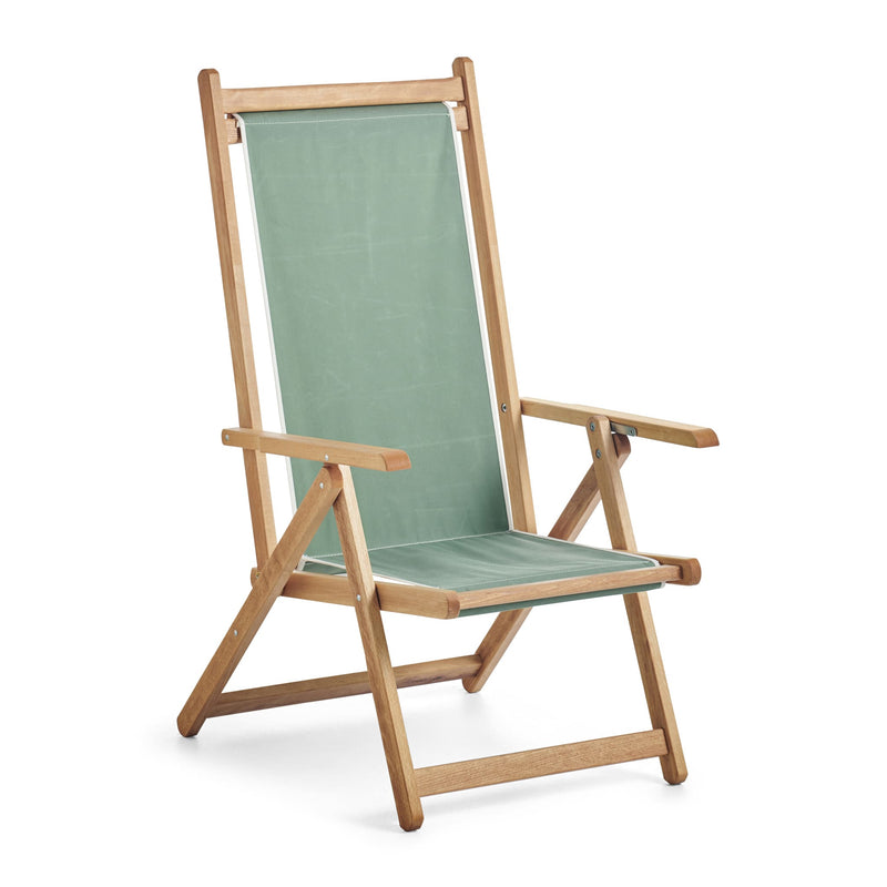 Basil Bangs Monte Deck Chair, Outdoor Patio Chair with Wood Frame in Sage (Two Positions)