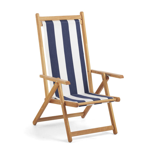 Basil Bangs Monte Deck Chair, Outdoor Patio Chair with Wood Frame in Serge (Two Positions)