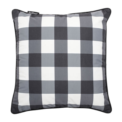 Basil Bangs Outdoor & Patio Cushion in Gingham Black (Size: 50 x 50 cm)