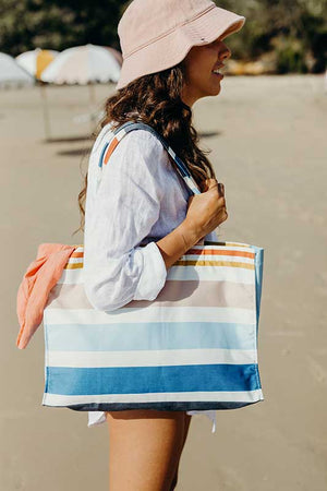 Basil Bangs Weekend Tote, this beach bag is made with our beautiful signature outdoor fabric and featuring all the treatments, this one is an easy go-to.