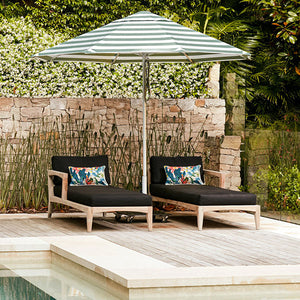 Basil Bangs umbrellas are designed for robust outdoor use in the backyard and patio.